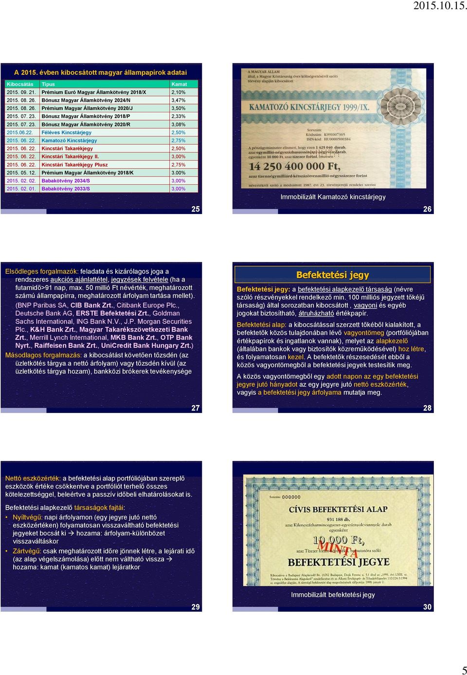 06. 22. Kincstári Takarékjegy II. 3,00% 2015. 06. 22. Kincstári Takarékjegy Plusz 2,75% 2015. 05. 12. Prémium Magyar Államkötvény 2018/K 3.00% 2015. 02. 02. Babakötvény 2034/S 3,00% 2015. 02. 01.