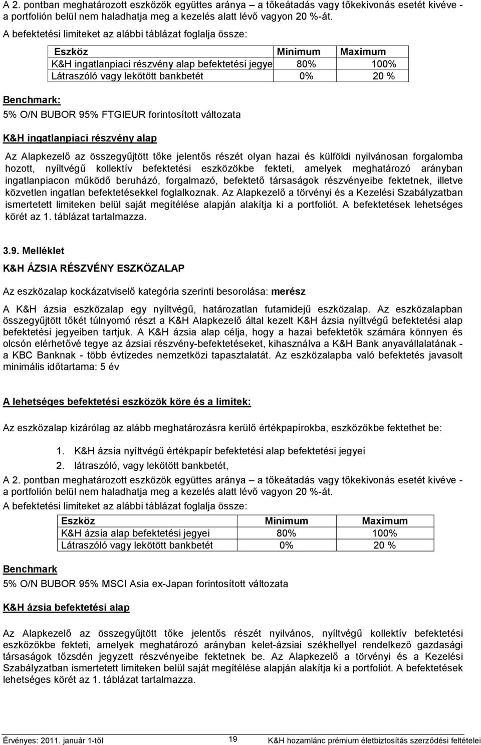 O/N BUBOR 95% FTGIEUR forintosított változata K&H ingatlanpiaci részvény alap Az Alapkezelő az összegyűjtött tőke jelentős részét olyan hazai és külföldi nyilvánosan forgalomba hozott, nyíltvégű
