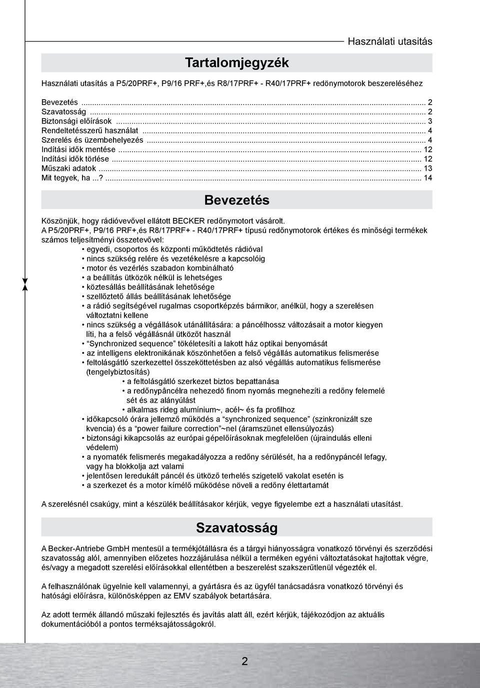 Használati útmutató PRF+ csőmotorokhoz - PDF Free Download