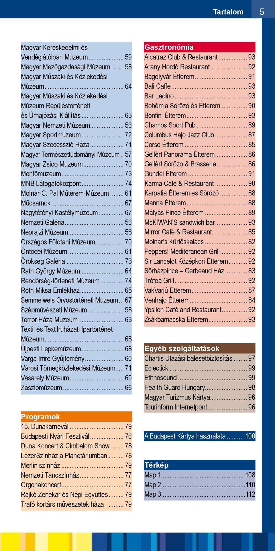 .. 71 Magyar Természettudományi Múzeum... 57 Magyar Zsidó Múzeum... 70 Mentőmuzeum... 73 MNB Látogatóközpont... 74 Molnár-C. Pál Műterem-Múzeum... 61 Műcsarnok... 67 Nagytétényi Kastélymúzeum.