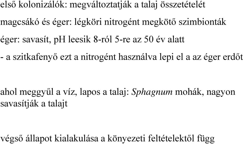 a nitrogént használva lepi el a az éger erdőt ahol meggyűl a víz, lapos a talaj: Sphagnum