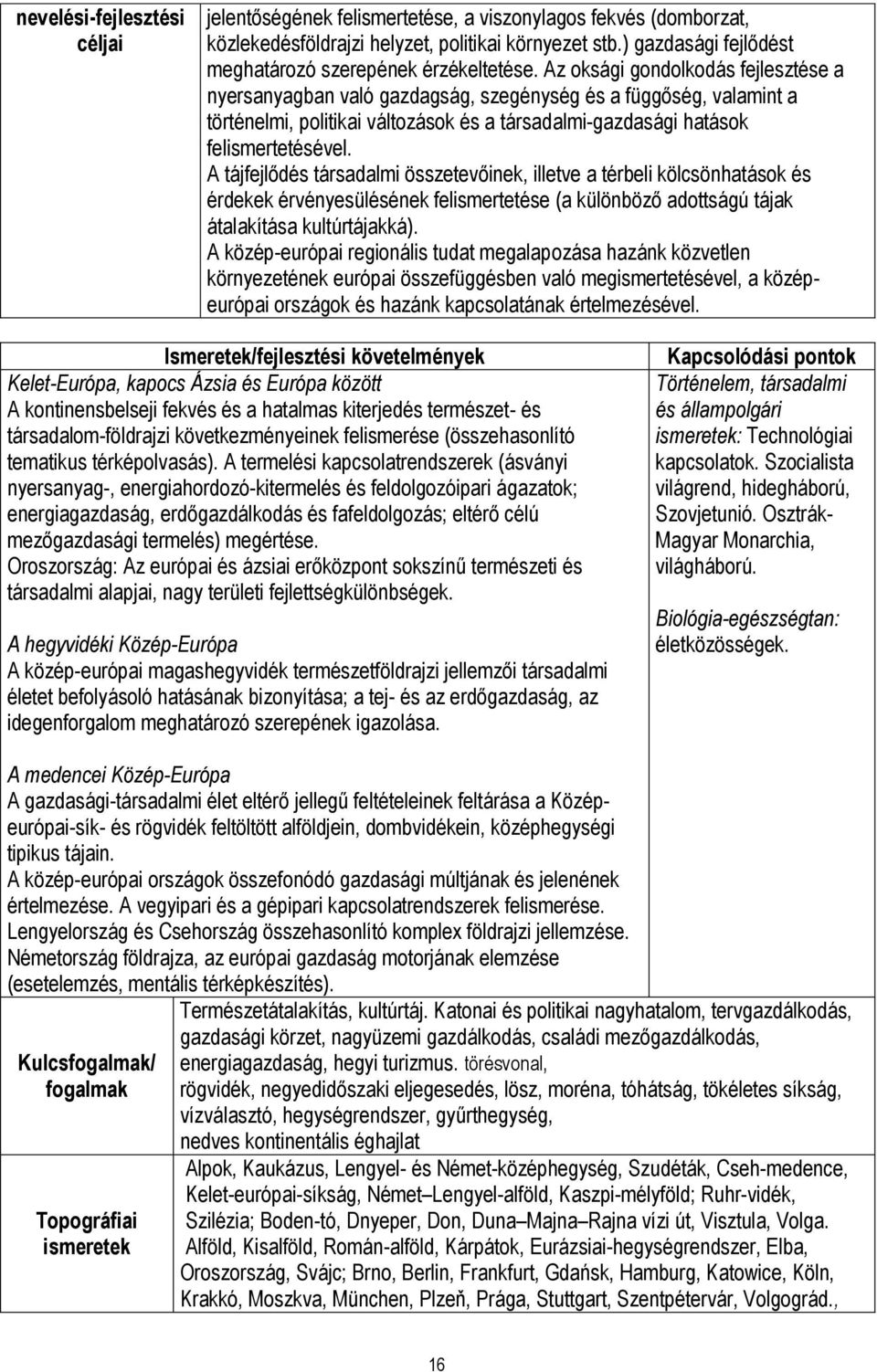 Az oksági gondolkodás fejlesztése a nyersanyagban való gazdagság, szegénység és a függőség, valamint a történelmi, politikai változások és a társadalmi-gazdasági hatások felismertetésével.