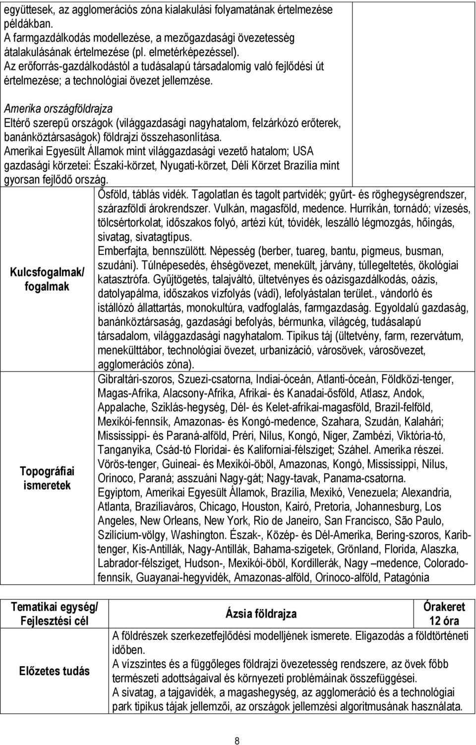 Amerika országföldrajza Eltérő szerepű országok (világgazdasági nagyhatalom, felzárkózó erőterek, banánköztársaságok) földrajzi összehasonlítása.