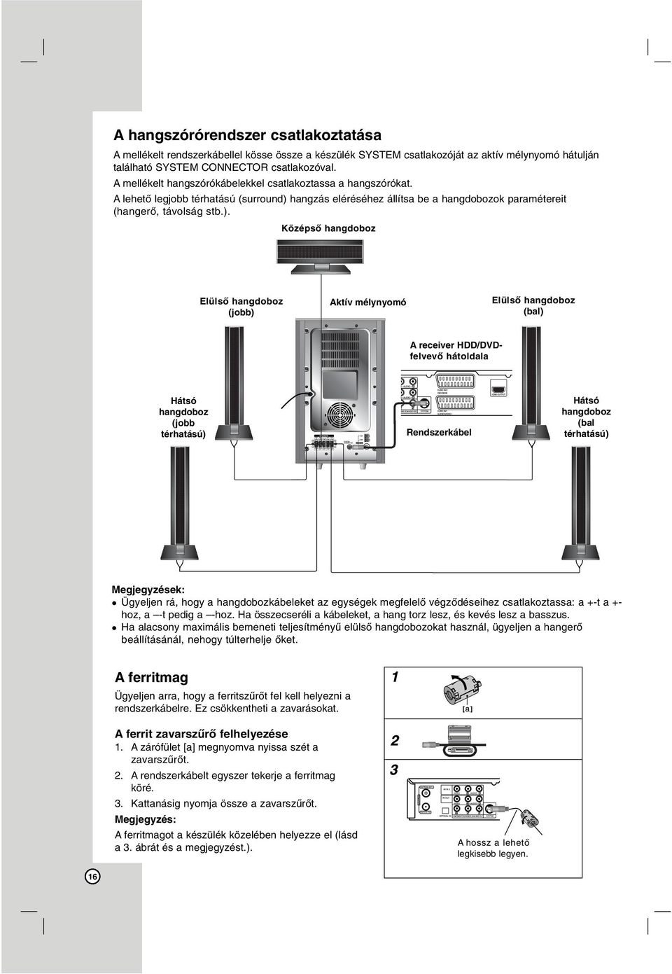 hangzás eléréséhez állítsa be a hangdobozok paramétereit (hangerő, távolság stb.).