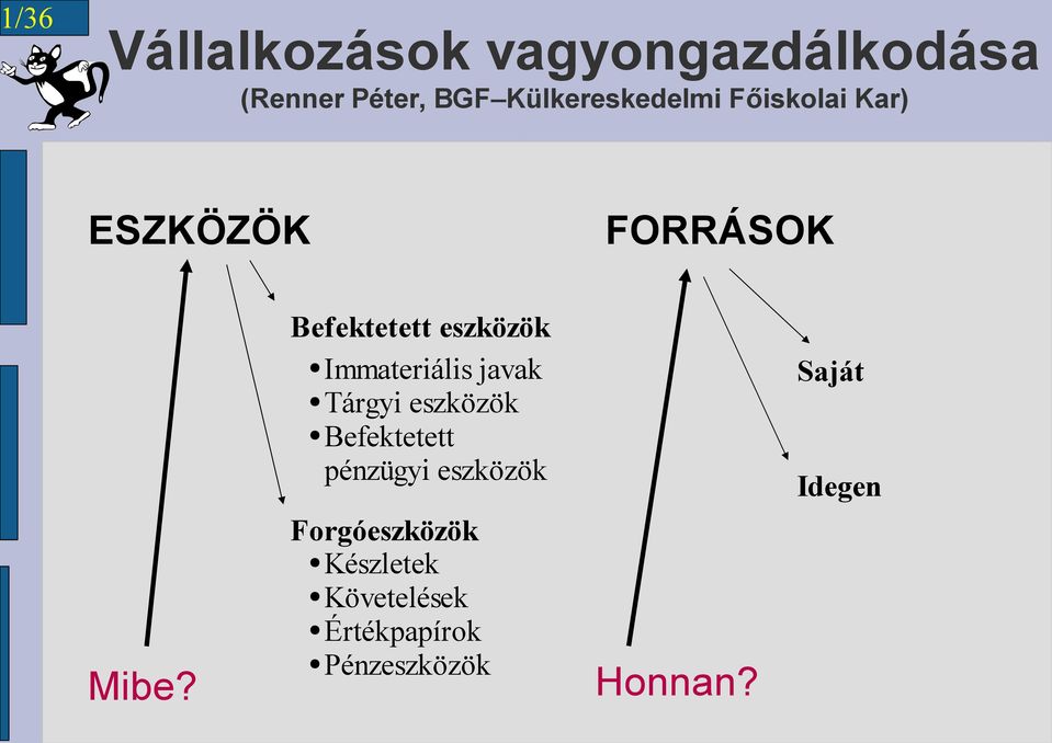 Befektetett eszközök Immateriális javak Tárgyi eszközök Befektetett