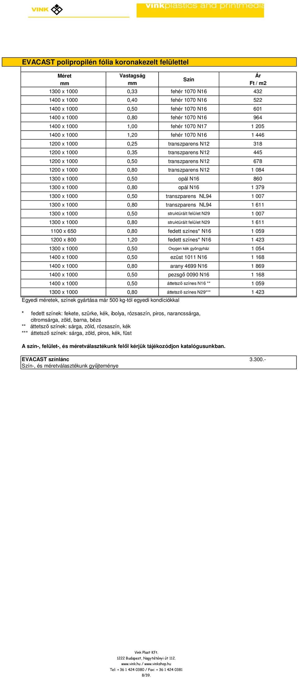 szürke, kék, ibolya, rózsaszín, piros, narancssárga, citromsárga, zöld, barna, bézs ** áttetszı színek: sárga, zöld, rózsaszín, kék *** áttetszı színek: sárga, zöld, piros, kék, füst 522 18