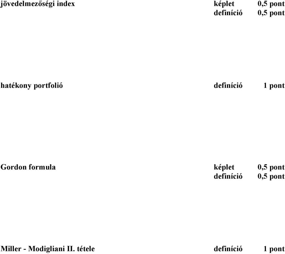 Gordon formula képlet 0,5 pont Miller