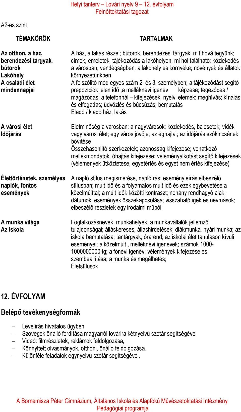 környéke; növények és állatok környezetünkben A felszólító mód egyes szám 2. és 3.