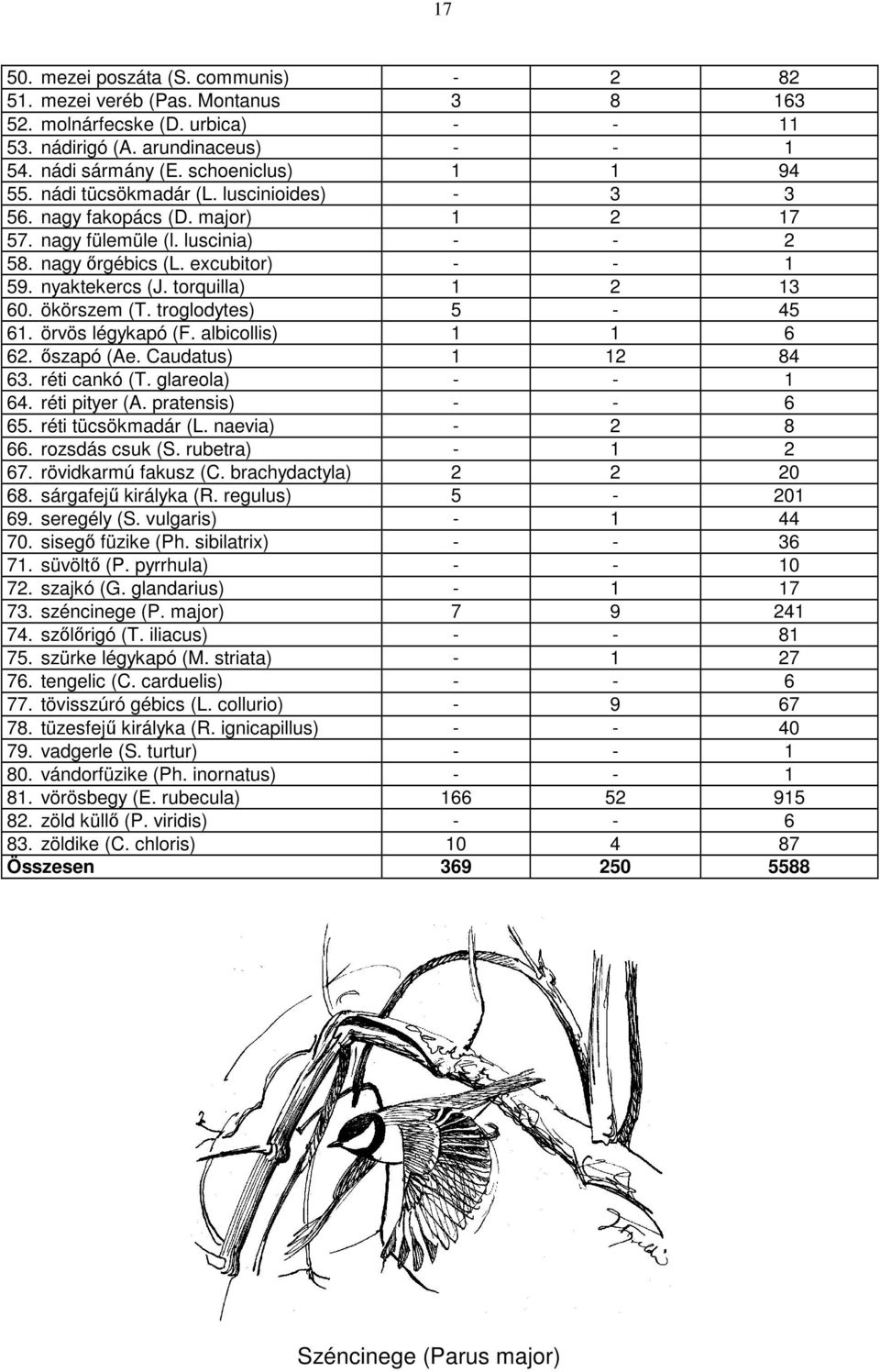 ökörszem (T. troglodytes) 5-45 61. örvös légykapó (F. albicollis) 1 1 6 62. őszapó (Ae. Caudatus) 1 12 84 63. réti cankó (T. glareola) - - 1 64. réti pityer (A. pratensis) - - 6 65.