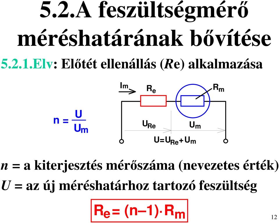 U Re U m U=U Re +U m n = a kiterjesztés mérőszáma (nevezetes