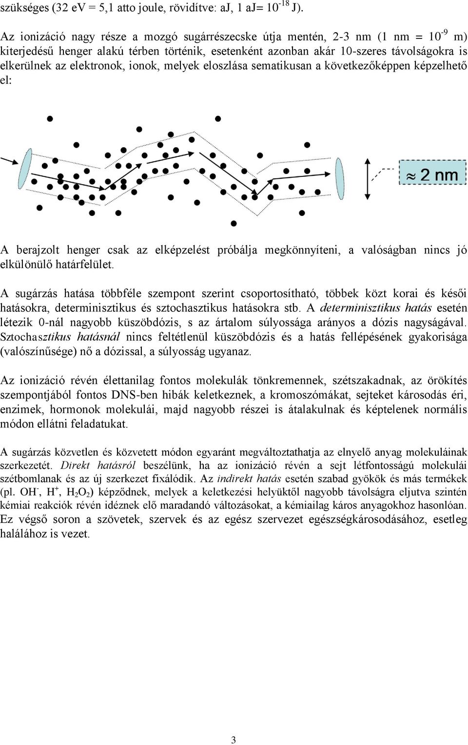 elektronok, ionok, melyek eloszlása sematikusan a következőképpen képzelhető el: A berajzolt henger csak az elképzelést próbálja megkönnyíteni, a valóságban nincs jó elkülönülő határfelület.