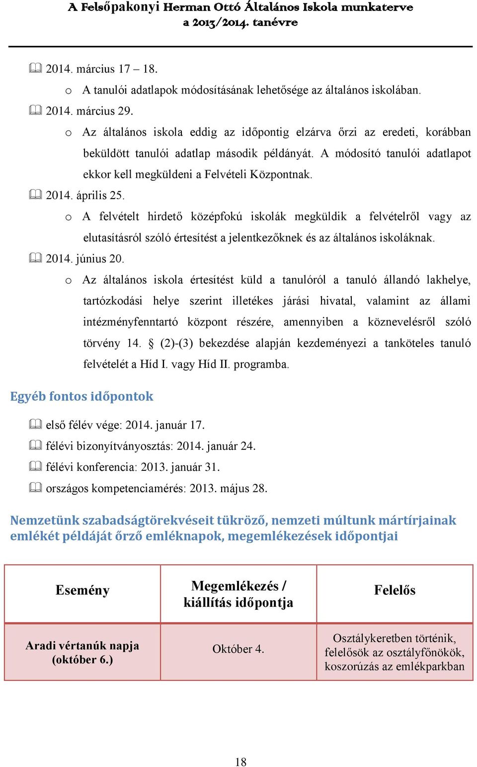 o A felvételt hirdető középfokú iskolák megküldik a felvételről vagy az 2014. június 20. elutasításról szóló értesítést a jelentkezőknek és az általános iskoláknak.