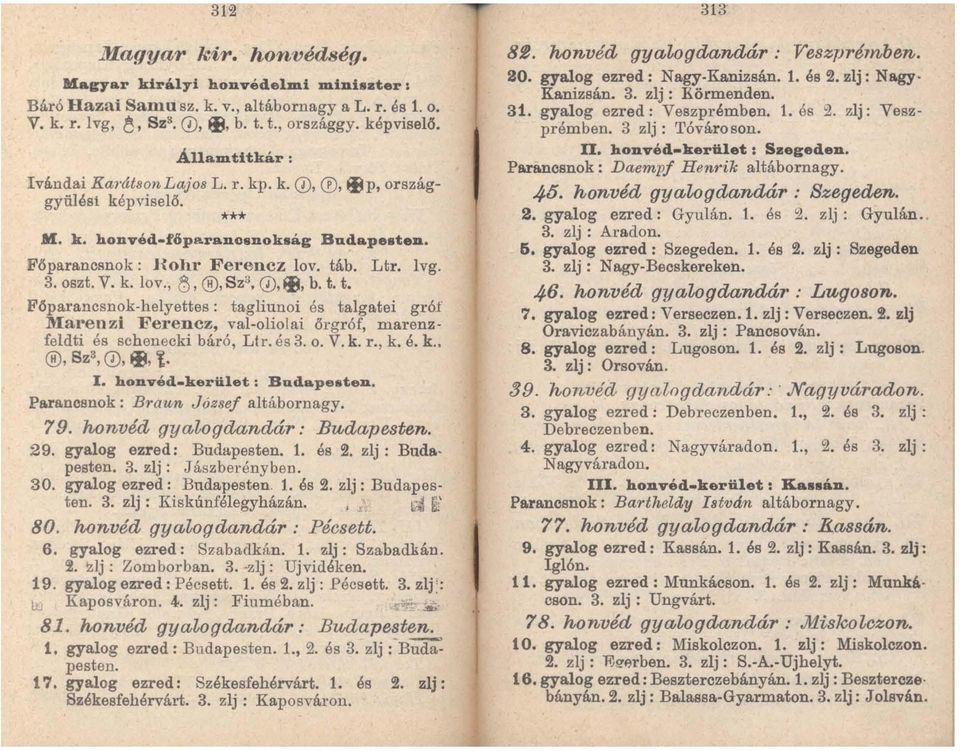 t. t. Főparancsnok-helyettes: tagliunoi és talgatei gróf Marenzi Fel'encz, val-oliolai őrgróf, marenzíeldti és schenecki báró, Lll'. és 3. O. V. k. r., k. é. k.. @, Sz3,0,~, t. I.