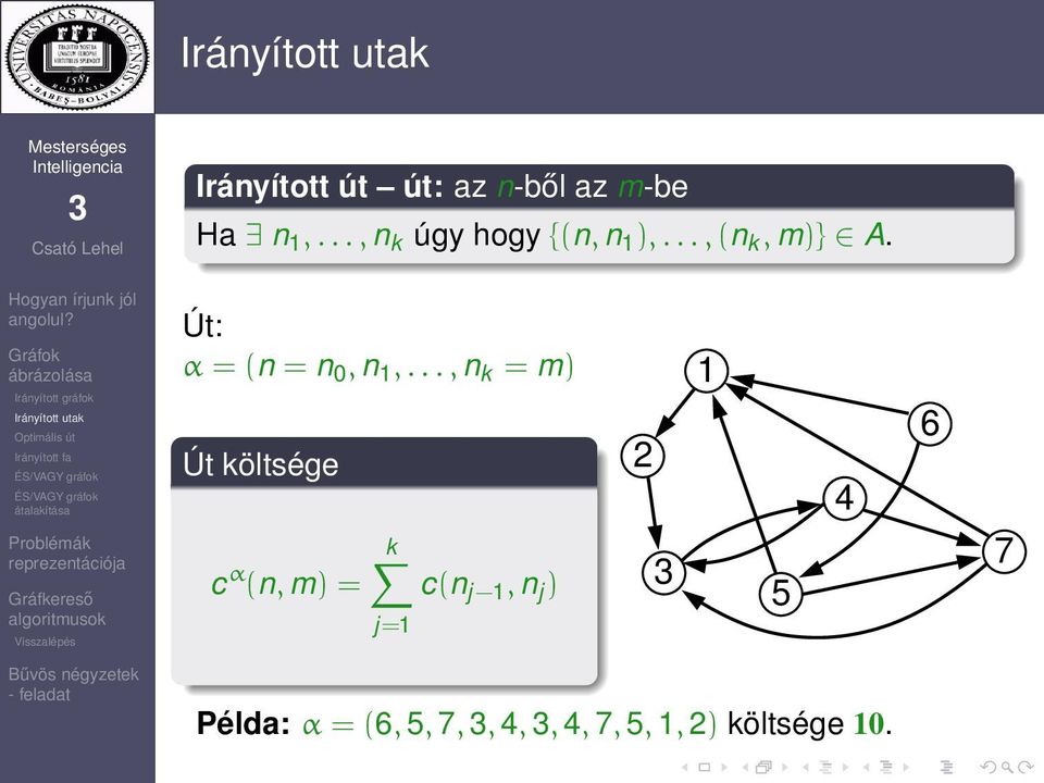 Út: α = (n = n 0, n 1,.