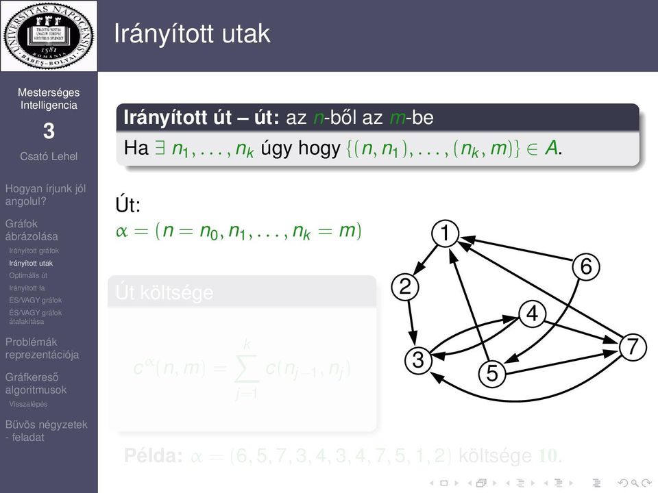 Út: α = (n = n 0, n 1,.
