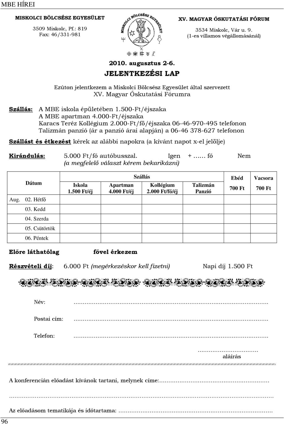 000-Ft/éjszaka Karacs Teréz Kollégium 2.