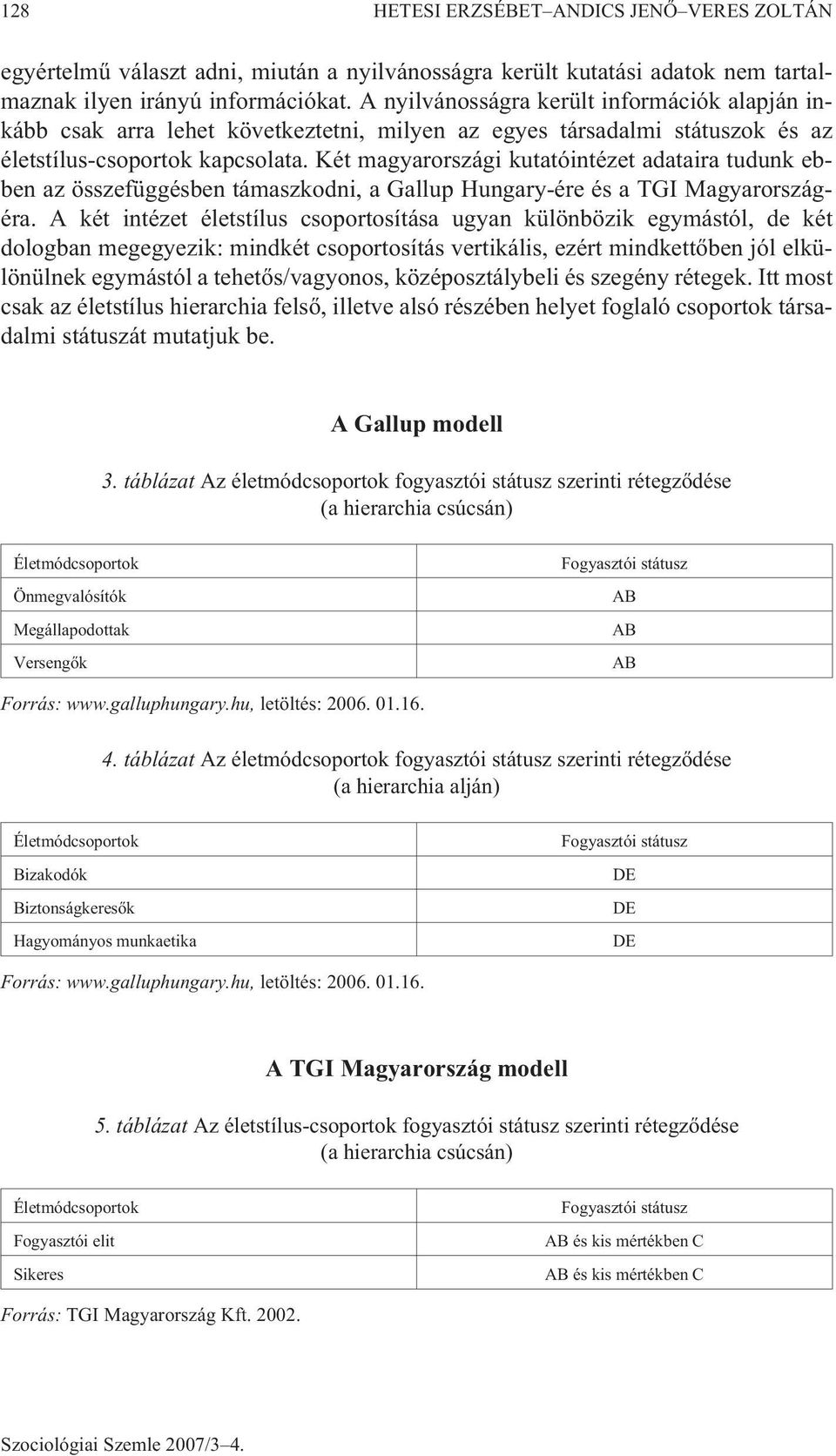 Két magyarországi kutatóintézet adataira tudunk ebben az összefüggésben támaszkodni, a Gallup Hungary-ére és a TGI Magyarországéra.