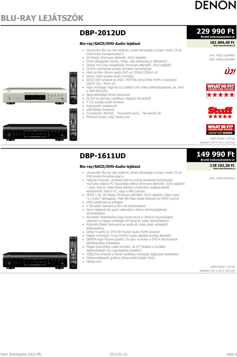 audio DAC-ok (32bit/192kHz) x5 Denon High Quality Audio minőség SACD DSD kimenet és DSD->PCM 88.