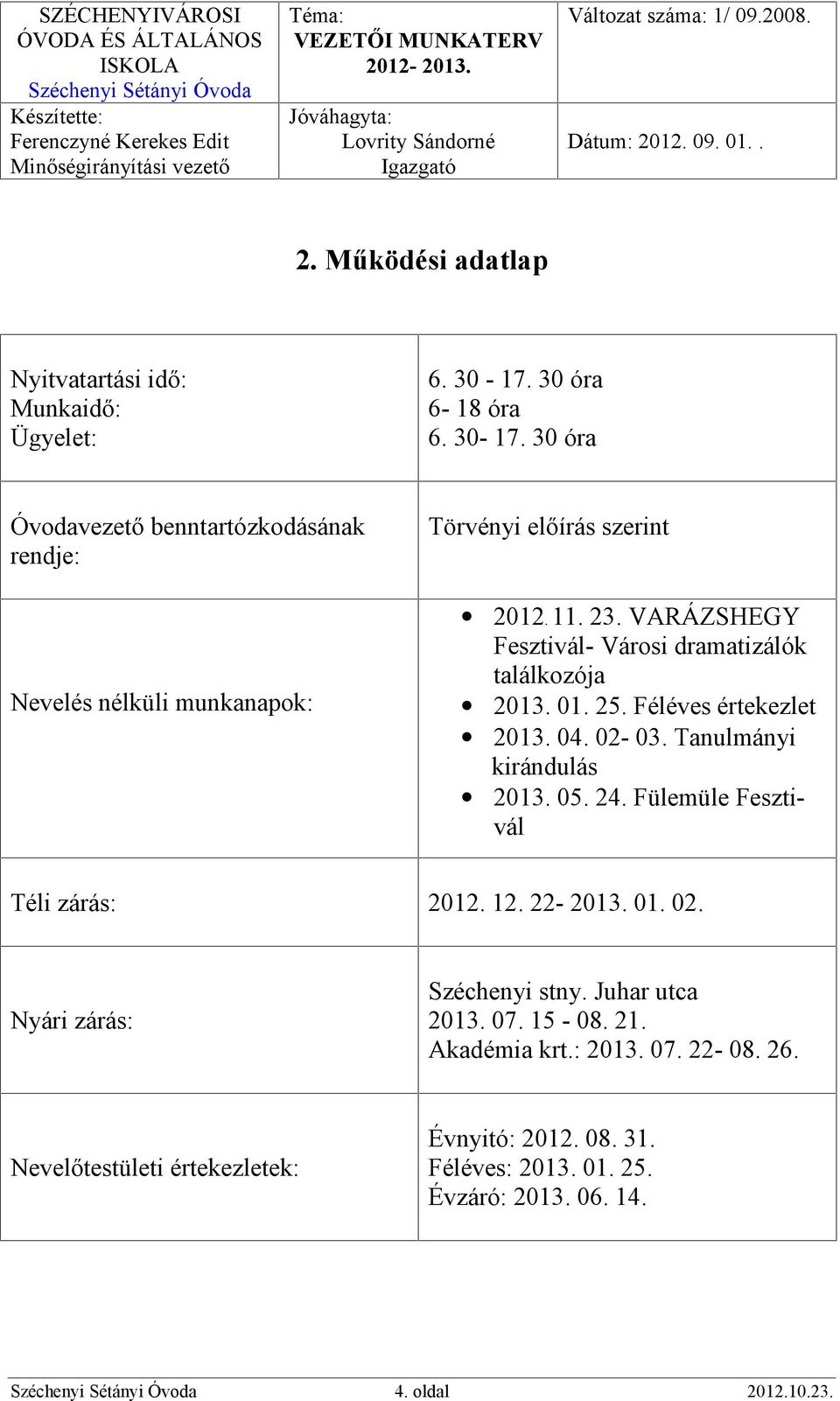 VARÁZSHEGY Fesztivál- Városi dramatizálók találkozója 2013. 01. 25. Féléves értekezlet 2013. 04. 02-03. Tanulmányi kirándulás 2013. 05. 24.