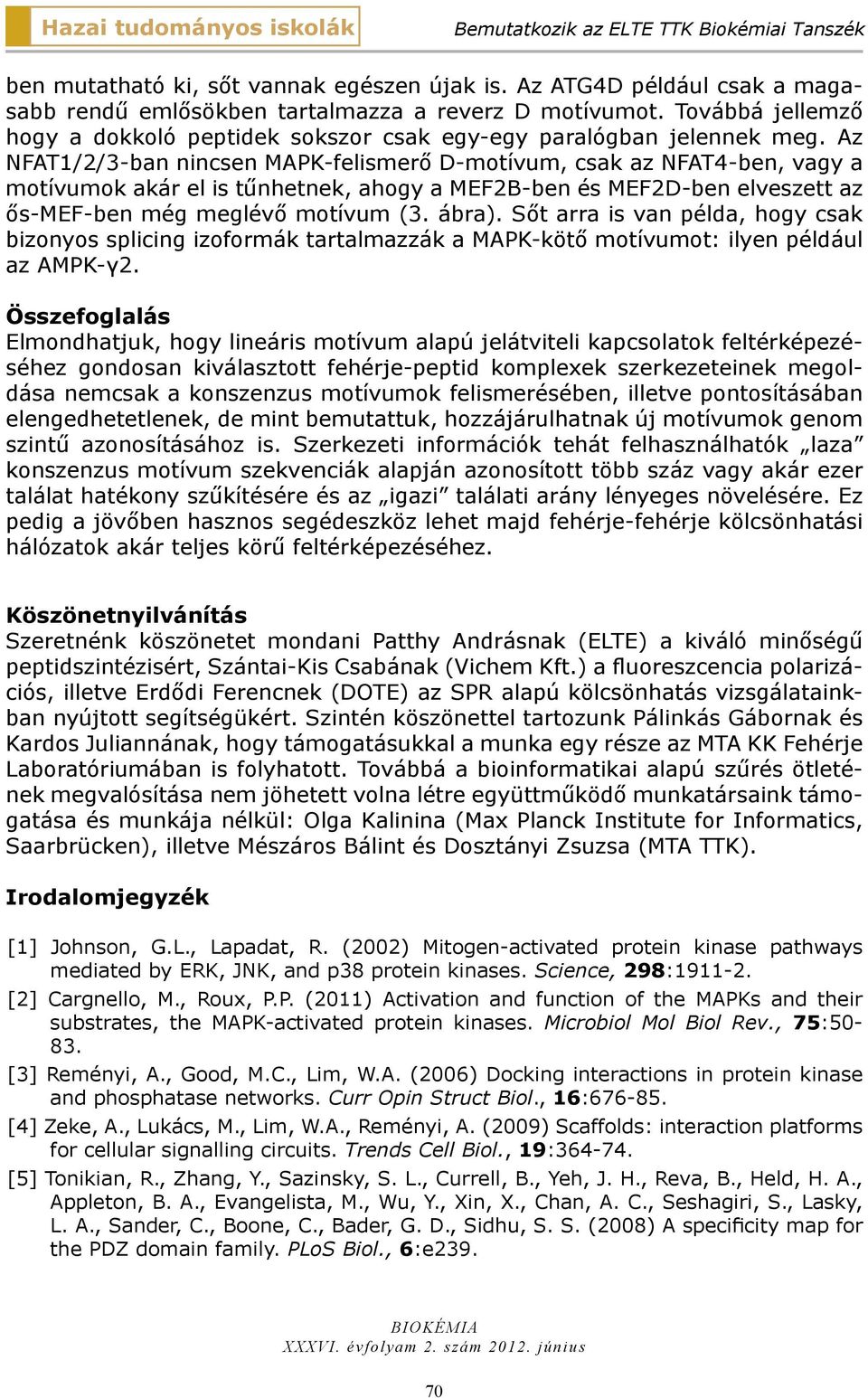 Az NFAT1/2/3-ban nincsen MAPK-felismerő D-motívum, csak az NFAT4-ben, vagy a motívumok akár el is tűnhetnek, ahogy a MEF2B-ben és MEF2D-ben elveszett az ős-mef-ben még meglévő motívum (3. ábra).