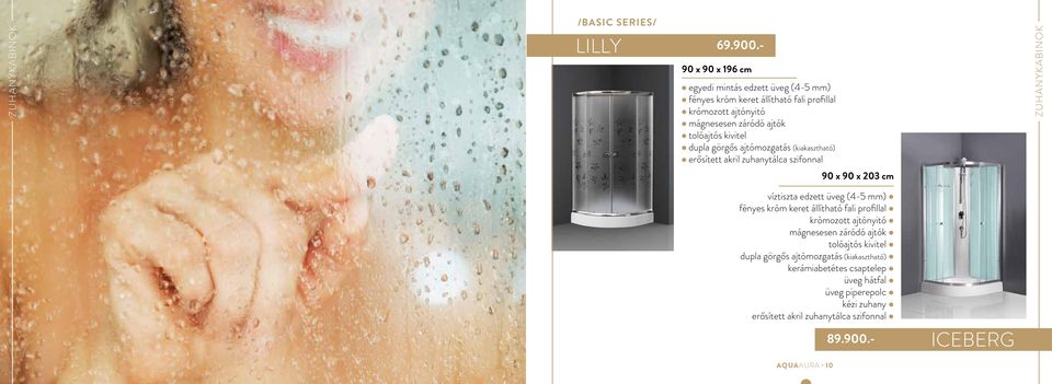 kivitel zuhanykabinok dupla görgős ajtómozgatás (kiakasztható) erősített akril zuhanytálca szifonnal 90 x 90 x 203 cm víztiszta edzett üveg (4-5 mm)