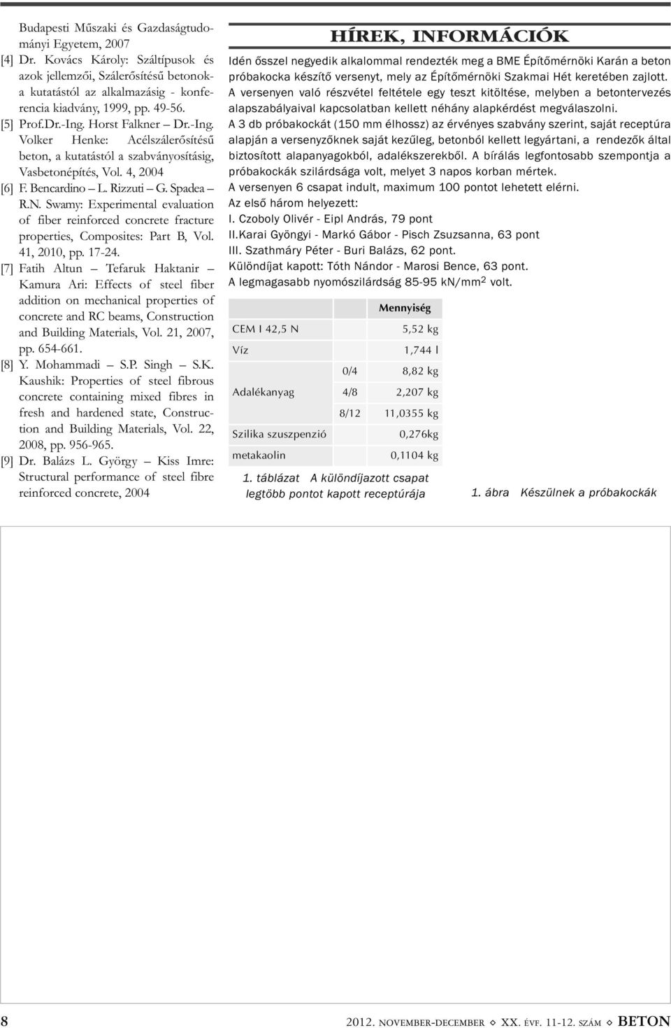 Swamy: Experimental evaluation of fiber reinforced concrete fracture properties, Composites: Part B, Vol. 41, 2010, pp. 17-24.