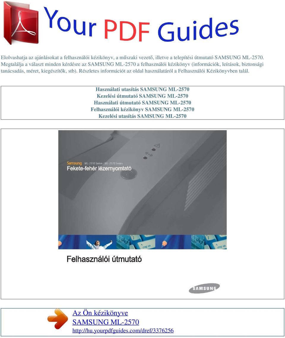 Az Ön kézikönyve SAMSUNG ML - PDF Free Download