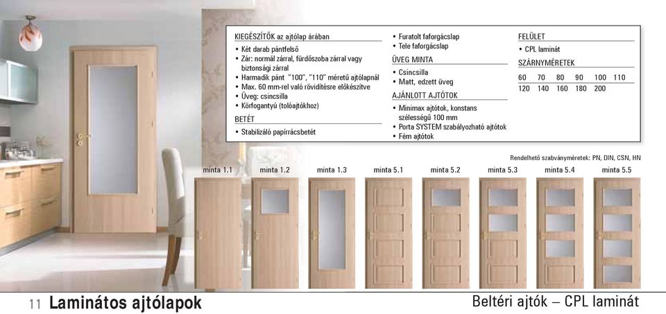 Csincsilla Matt, edzett üveg Minimax ajtótok, konstans szélességű 100 mm Porta SYSTEM szabályozható ajtótok Fém ajtótok CPL laminát 60 70 80 90 100