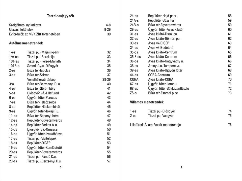 40 4-es Búza tér-görömböly 41 5-ös Diósgyõr vá.-lillafüred 42 6-os Újgyõri fõtér-pereces 43 7-es Búza tér-felsõzsolca 44 8-as Repülõtér-Húskombinát 45 9-es Újgyõri fõtér-tokaji F.u.