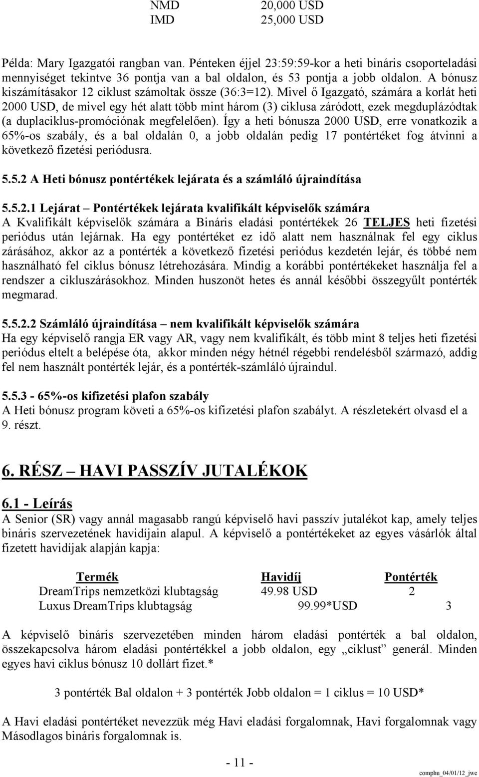 Mivel ő Igazgató, számára a korlát heti 2000 USD, de mivel egy hét alatt több mint három (3) ciklusa záródott, ezek megduplázódtak (a duplaciklus-promóciónak megfelelően).