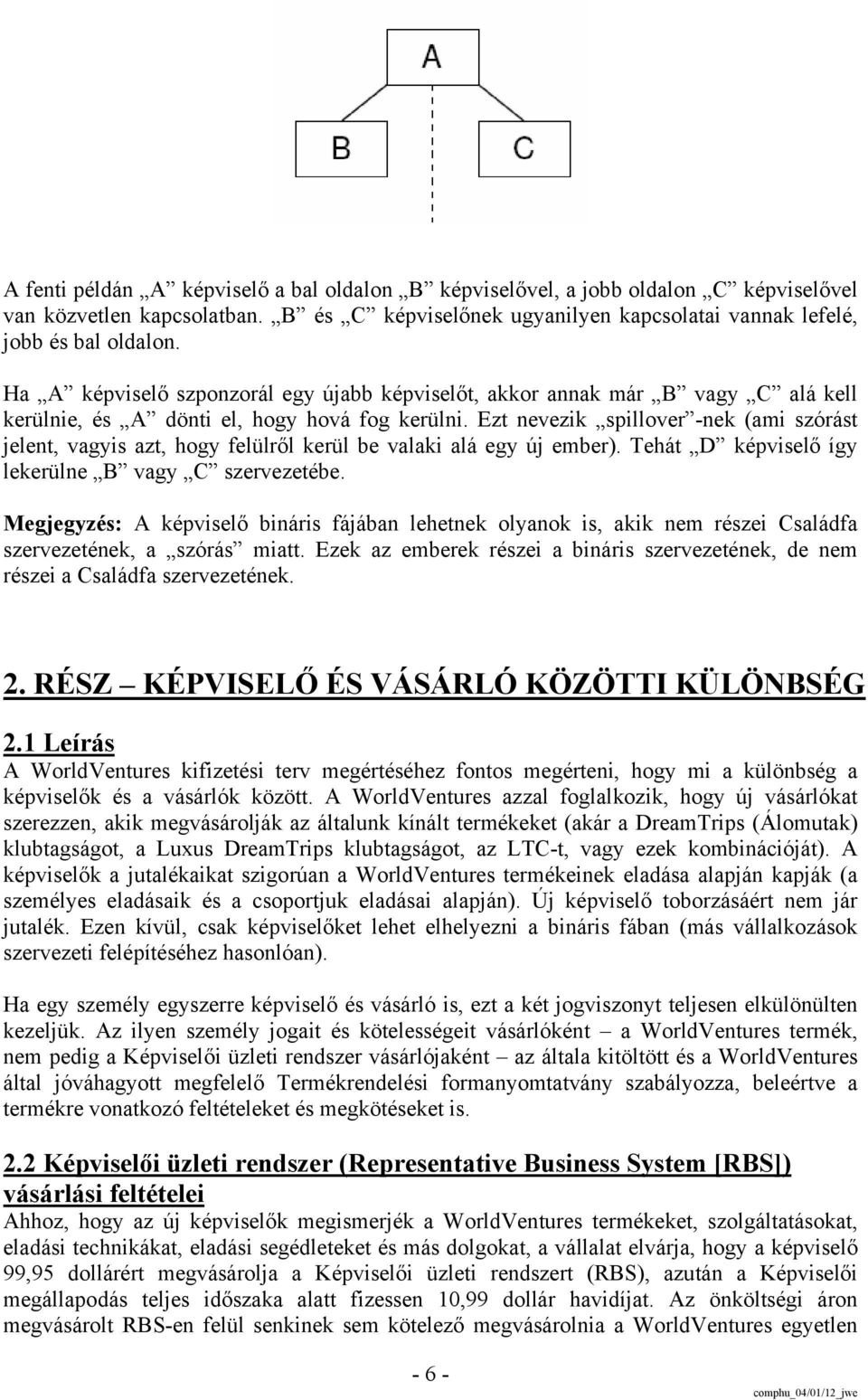 Ezt nevezik spillover -nek (ami szórást jelent, vagyis azt, hogy felülről kerül be valaki alá egy új ember). Tehát D képviselő így lekerülne B vagy C szervezetébe.