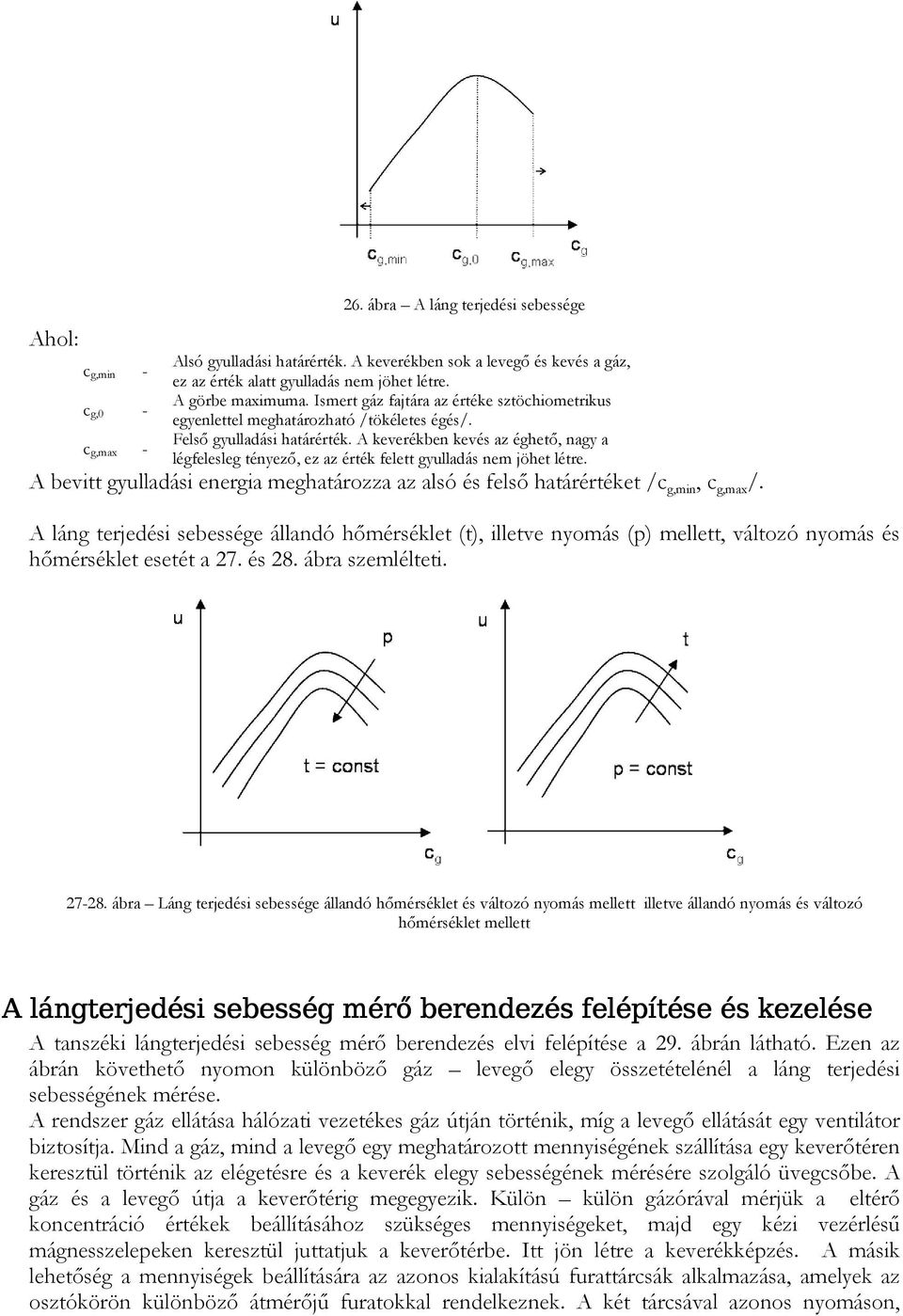 A keverékben kevés az éghető, nagy a légfelesleg tényező, ez az érték felett gyulladás nem jöhet létre. A bevitt gyulladási energia meghatározza az alsó és felső határértéket /c g,min, c g,max /.