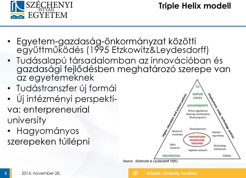 fejlődésben meghatározó szerepe van az egyetemeknek Tudástranszfer új formái Új