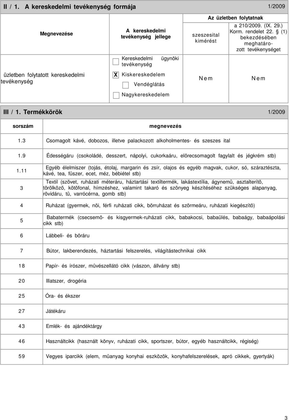 3 Csomagolt kávé, dobozos, illetve palackozott alkoholmentes- és szeszes ital 1.9 Édességáru (csokoládé, desszert, nápolyi, cukorkaáru, elõrecsomagolt fagylalt és jégkrém stb) 1.