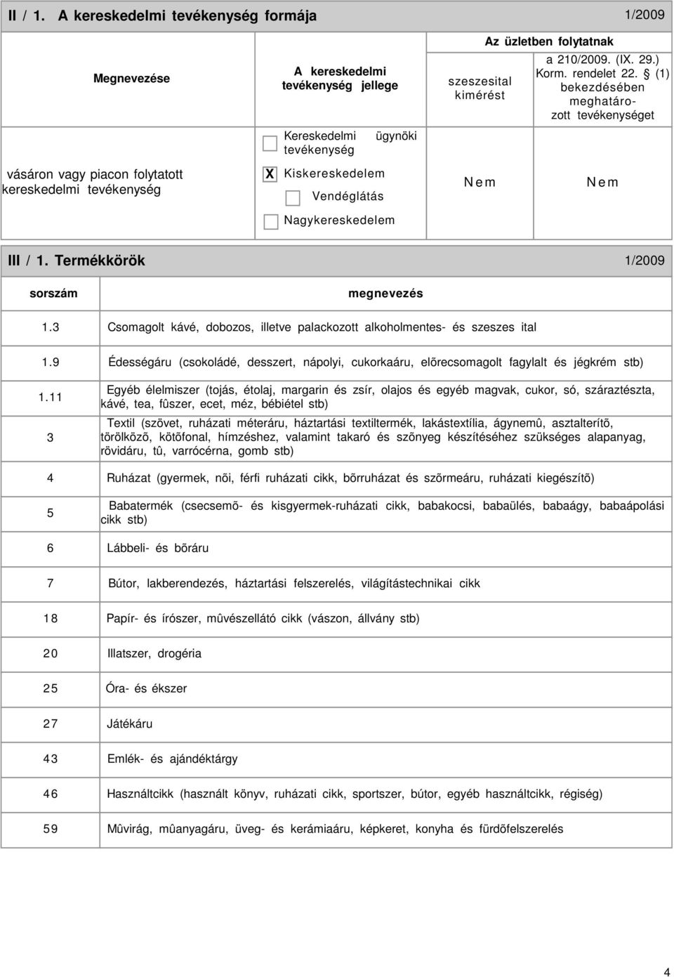 3 Csomagolt kávé, dobozos, illetve palackozott alkoholmentes- és szeszes ital 1.9 Édességáru (csokoládé, desszert, nápolyi, cukorkaáru, elõrecsomagolt fagylalt és jégkrém stb) 1.