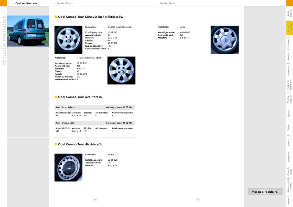 RY Kupak: 60 06 008 Kupak azonosító: HK 7 küllôs kialakítás, Opel Acél tárcsa.