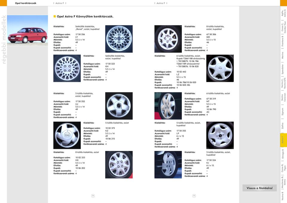 Opel keréktárcsa katalógus személygépkocsikhoz - PDF Ingyenes letöltés