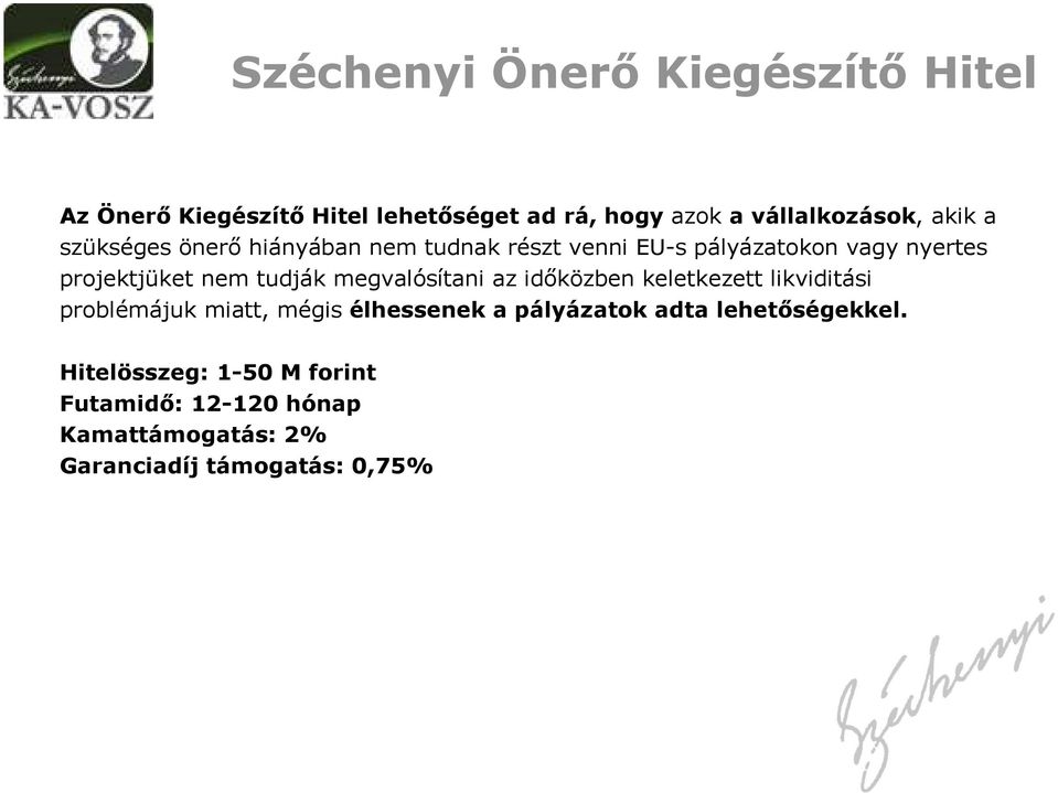 tudják megvalósítani az időközben keletkezett likviditási problémájuk miatt, mégis élhessenek a pályázatok