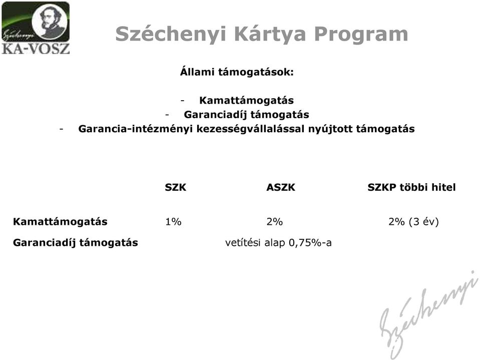 kezességvállalással nyújtott támogatás SZK ASZK SZKP többi