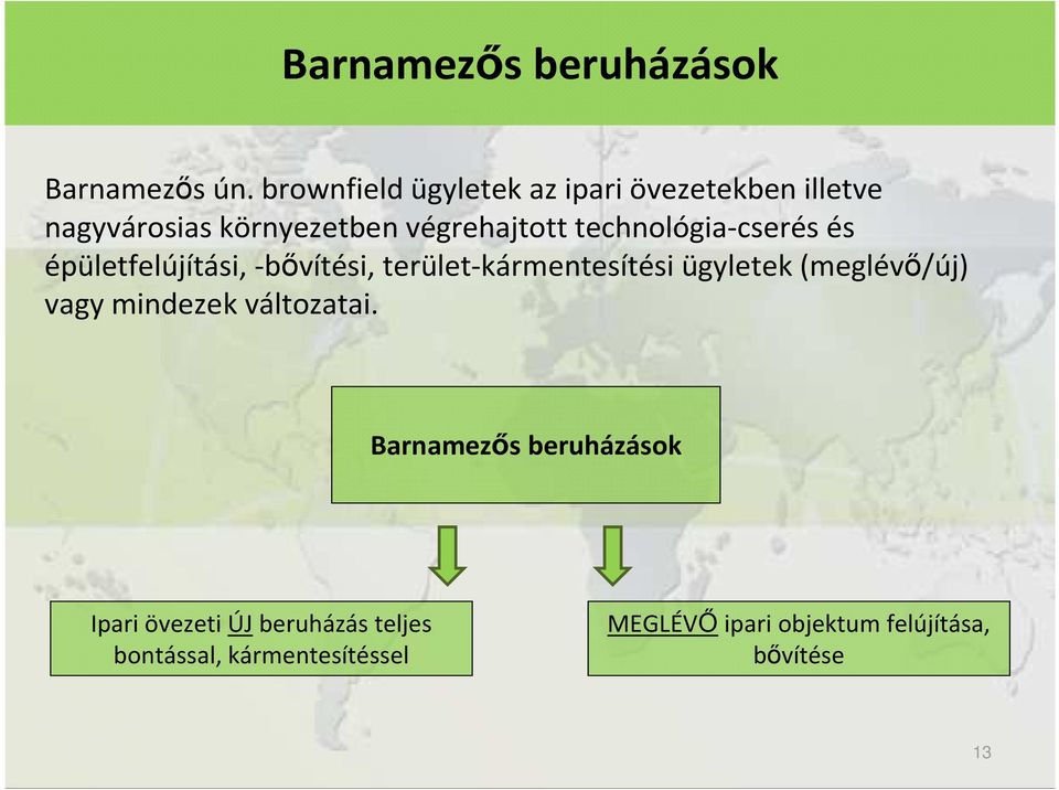 technológia-cserés és épületfelújítási, -bıvítési, terület-kármentesítési ügyletek