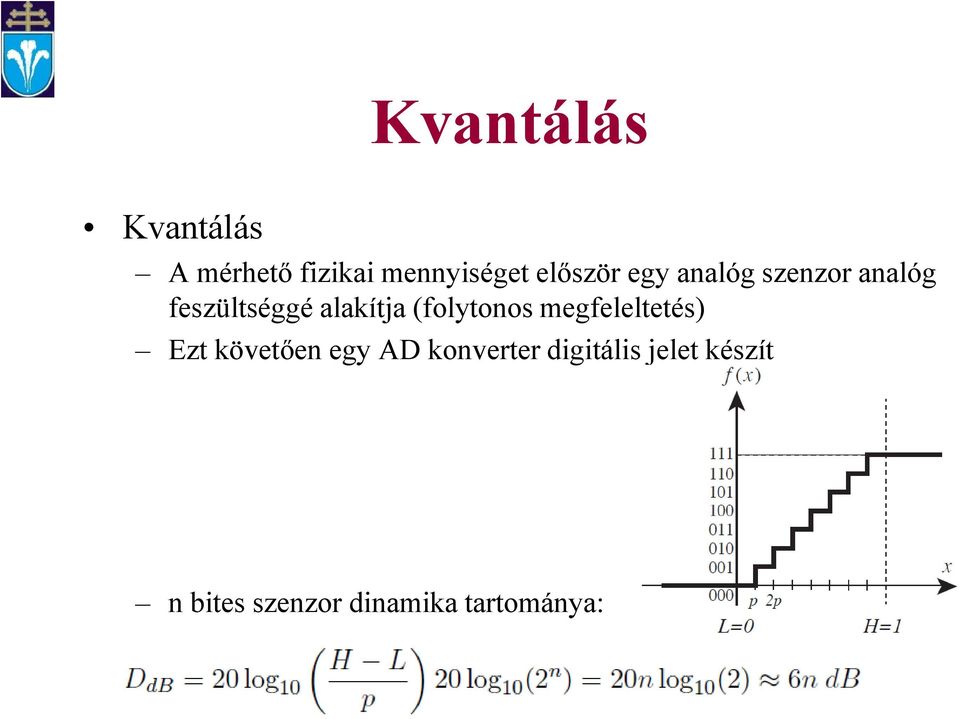 (folytonos megfeleltetés) Ezt követően egy AD konverter