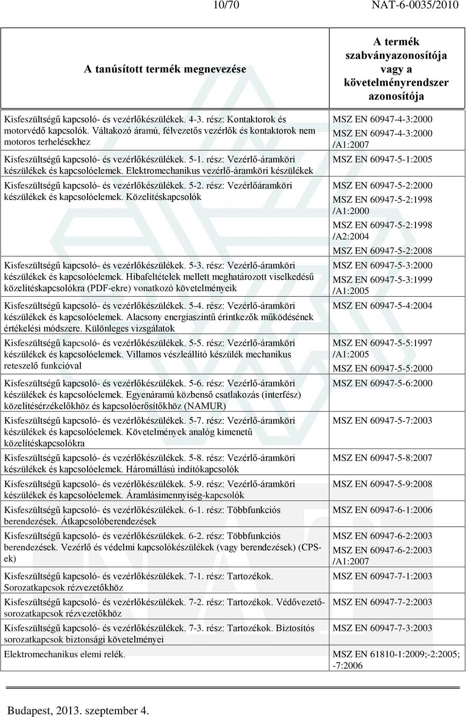 Elektromechanikus vezérlõ-áramköri készülékek Kisfeszültségû kapcsoló- és vezérlõkészülékek. 5-2. rész: Vezérlõáramköri készülékek és kapcsolóelemek.