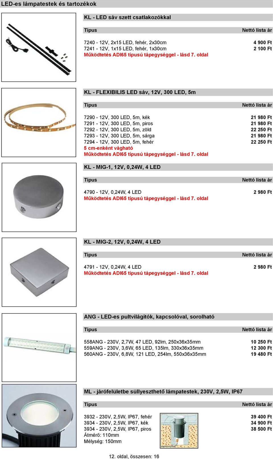 4 LED 4790-12V, 0,24W, 4 LED 2 980 Ft KL - MIG-2, 12V, 0,24W, 4 LED 4791-12V, 0,24W, 4 LED 2 980 Ft ANG - LED-es pultvilágítók, kapcsolóval, sorolható 558ANG - 230V, 2,7W, 47 LED, 92lm, 250x36x35mm