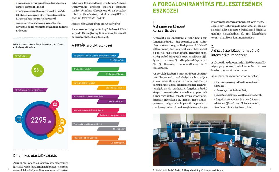 megjelenítést 4 tesznek lehetővé, emellett a mostaninál széle- Az átalakított Szabó Ervin téri forgalomirányító diszpécserközpont 5 sebb körű tájékoztatást is nyújtanak.