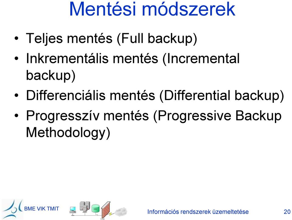 Differenciális mentés (Differential backup) Progresszív