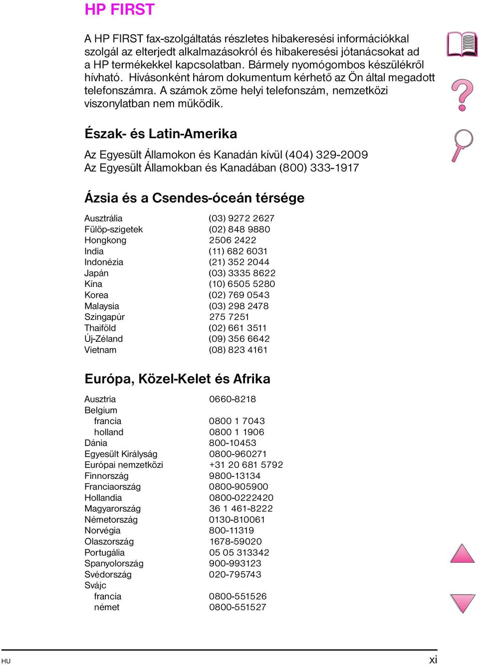 Észak- és Latin-Amerika Az Egyesült Államokon és Kanadán kívül (404) 329-2009 Az Egyesült Államokban és Kanadában (800) 333-1917 Ázsia és a Csendes-óceán térsége Ausztrália (03) 9272 2627