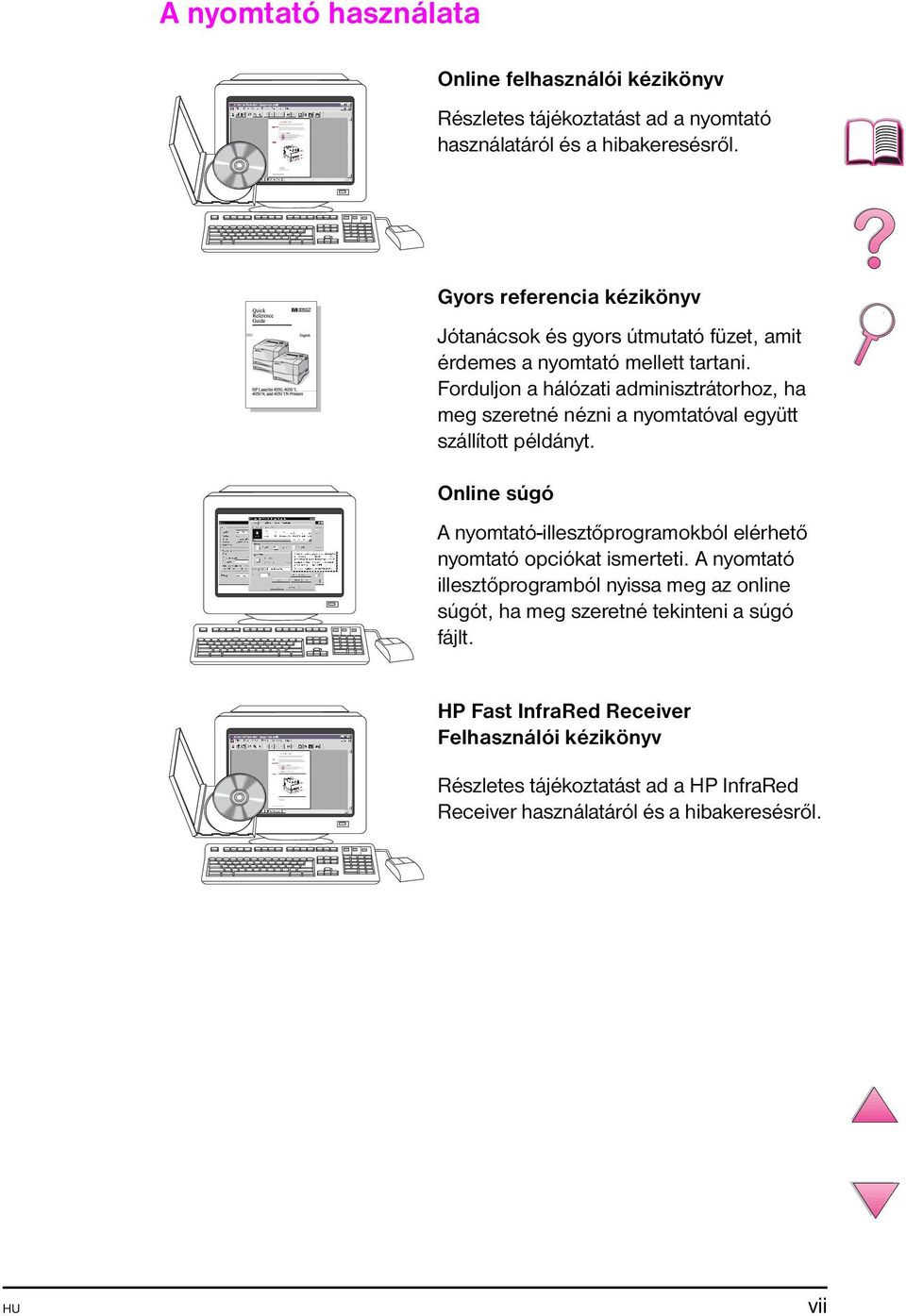Forduljon a hálózati adminisztrátorhoz, ha meg szeretné nézni a nyomtatóval együtt szállított példányt.