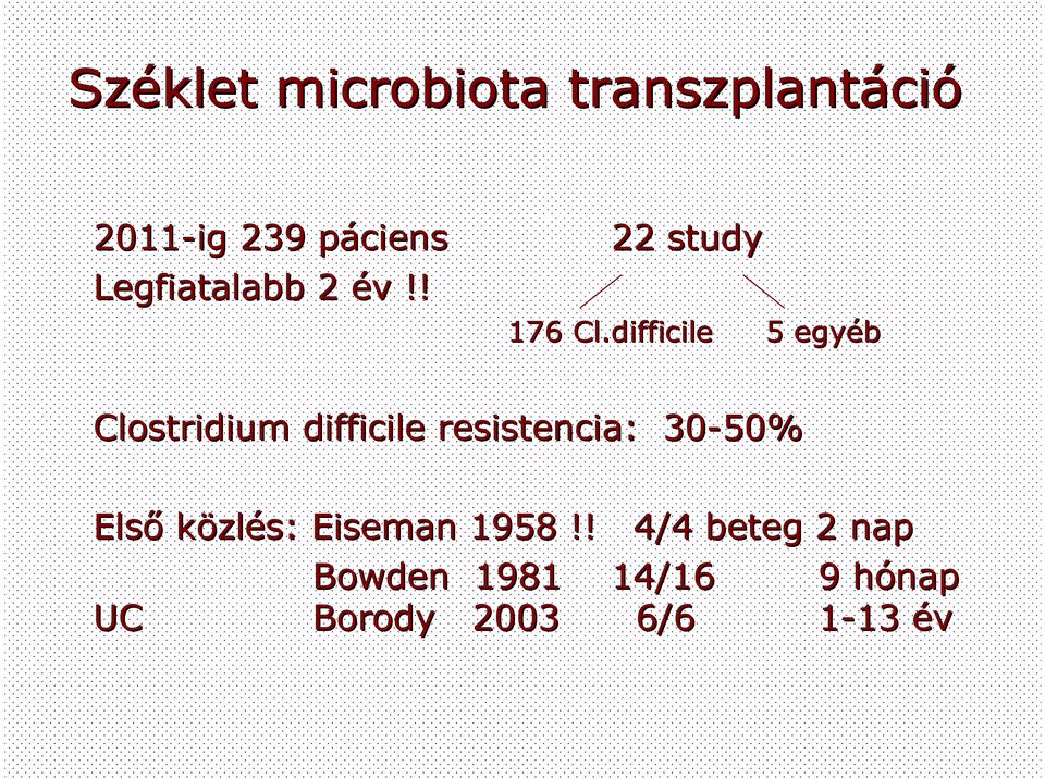 difficile 5 egyéb Clostridium difficile resistencia: : 30-50%