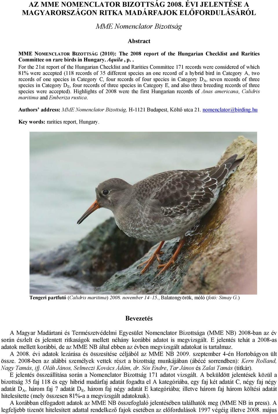 on rare birds in Hungary. Aquila, p.