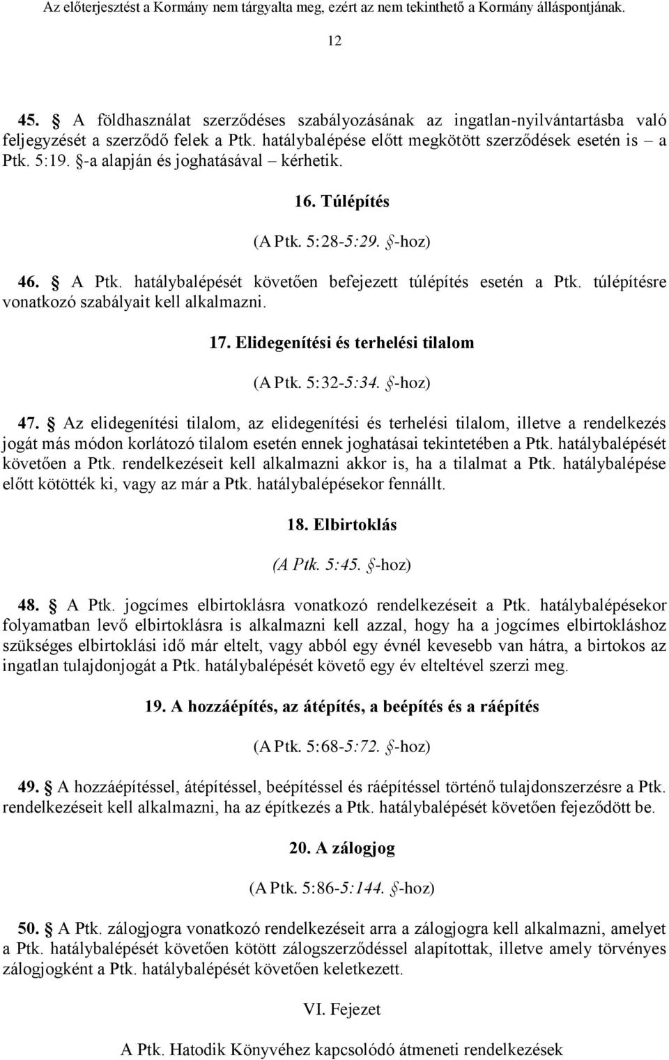 Elidegenítési és terhelési tilalom (A Ptk. 5:32-5:34. -hoz) 47.